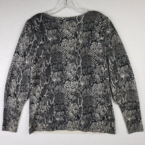 Talbots 100% Merino Wool Sweater Light Pullover Python Print Snakeskin size MP - Picture 5 of 8